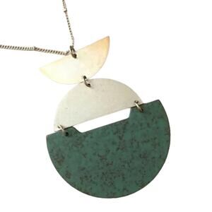 Boho interlocking half disc long necklace